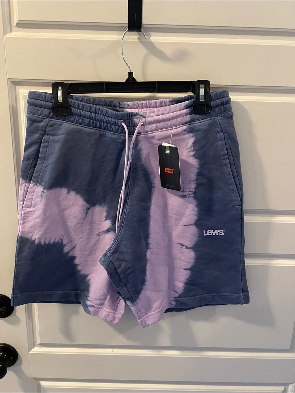 Levi's Men's Lavender and Navy Tie-Dye Fleece Athletic Shorts